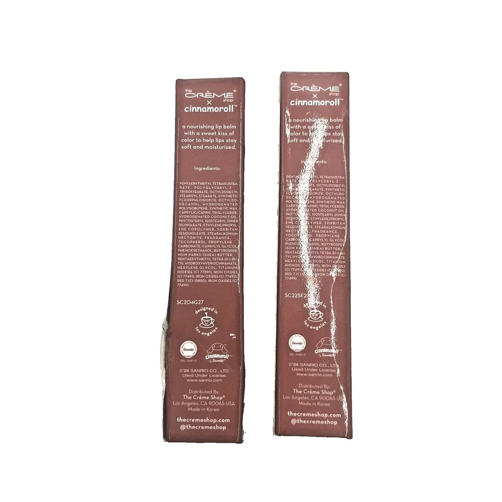 New-The Creme Shop Cinnamoroll Hello Lippy Tinted Lip‎ Balm Choco Milk x 2